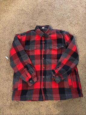 Duluth Trading Co Red & Black Plaid Shirt Jacket
